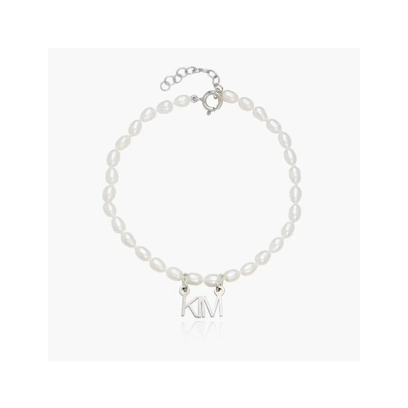 LOLA PEARL NAME ANKLET - SILVER