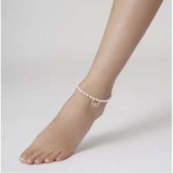 LOLA PEARL NAME ANKLET - SILVER