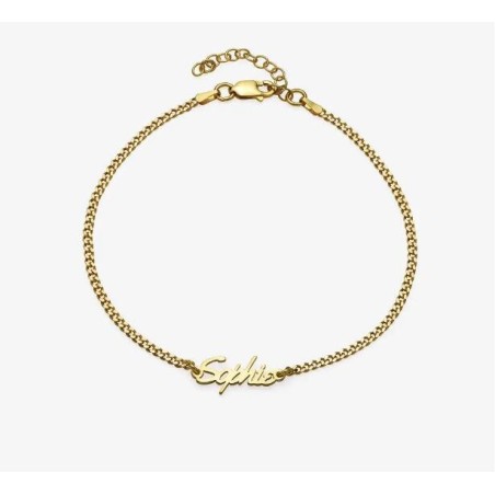 ALLORA NAME ANKLE BRACELET - GOLD VERMEIL