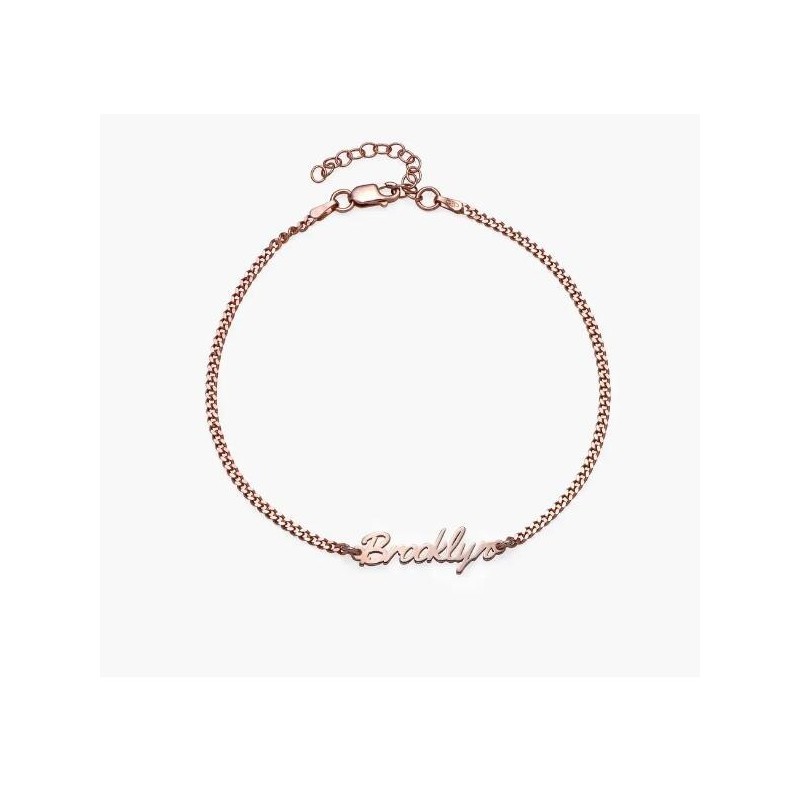 ALLORA NAME ANKLE BRACELET - ROSE GOLD VERMEIL