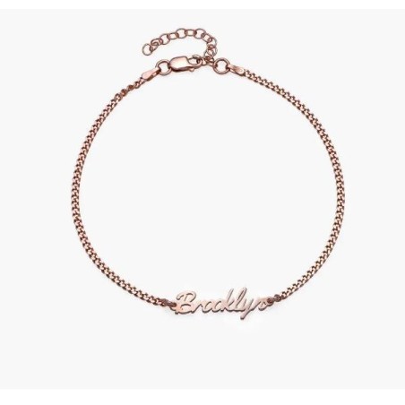 ALLORA NAME ANKLE BRACELET - ROSE GOLD VERMEIL