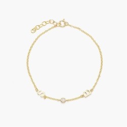 INEZ INITIAL BRACELET/ANKLET WITH DIAMOND - 14K SOLID GOLD