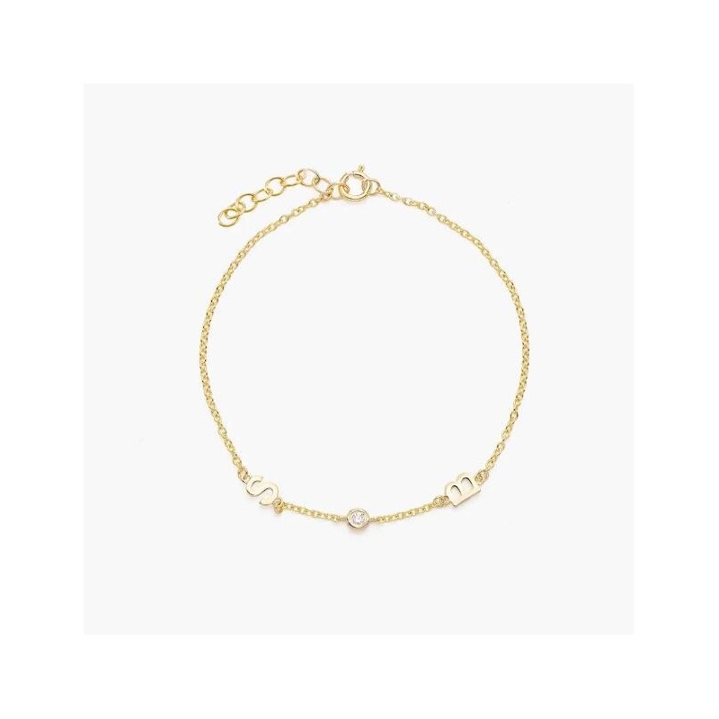 INEZ INITIAL BRACELET/ANKLET WITH DIAMOND - 14K SOLID GOLD