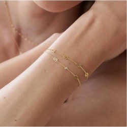 INEZ INITIAL BRACELET/ANKLET WITH DIAMOND - 14K SOLID GOLD