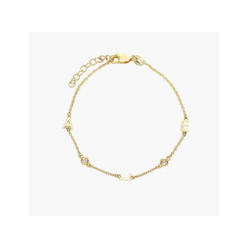 INEZ INITIAL BRACELET/ANKLET WITH DIAMOND - GOLD VERMEIL