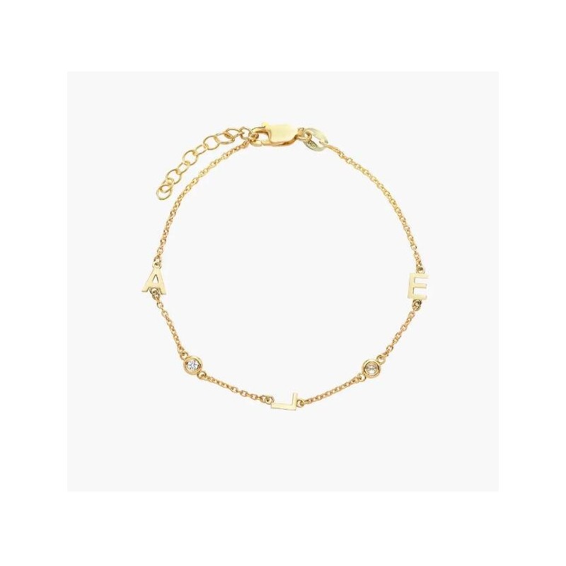 INEZ INITIAL BRACELET/ANKLET WITH DIAMOND - GOLD PLATED