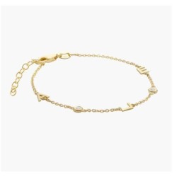 INEZ INITIAL BRACELET/ANKLET WITH DIAMOND - GOLD PLATED