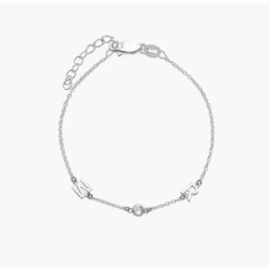 INEZ INITIAL BRACELET/ANKLET WITH DIAMOND - SILVER