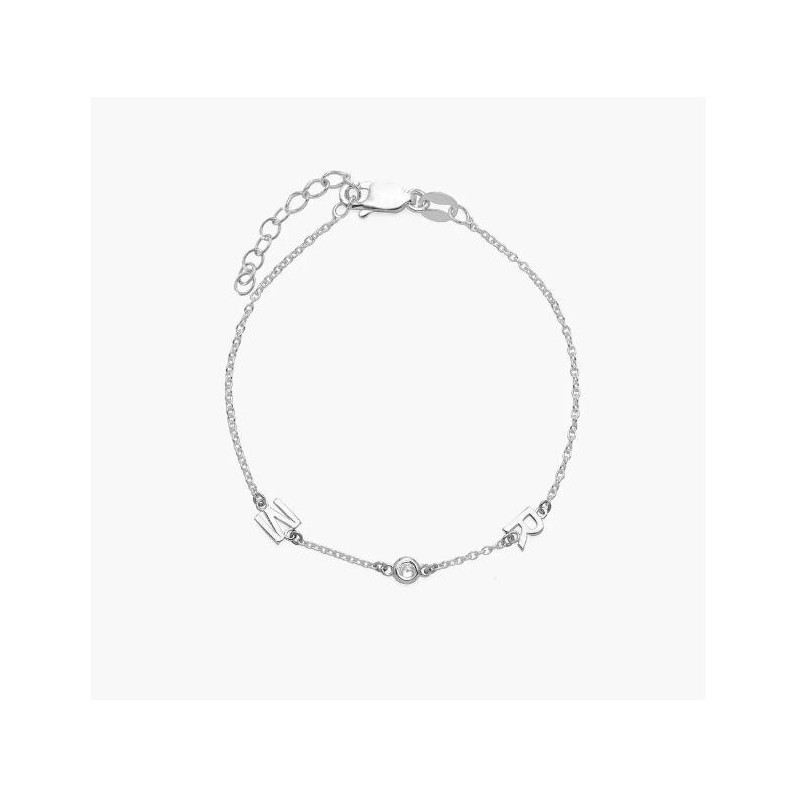 INEZ INITIAL BRACELET/ANKLET WITH DIAMOND - SILVER