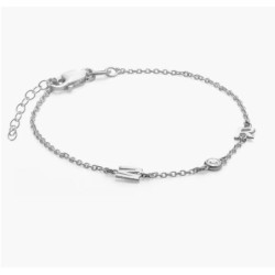 INEZ INITIAL BRACELET/ANKLET WITH DIAMOND - SILVER