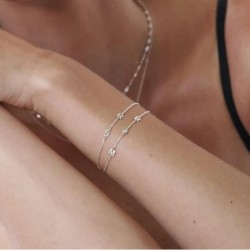 INEZ INITIAL BRACELET/ANKLET WITH DIAMOND - SILVER