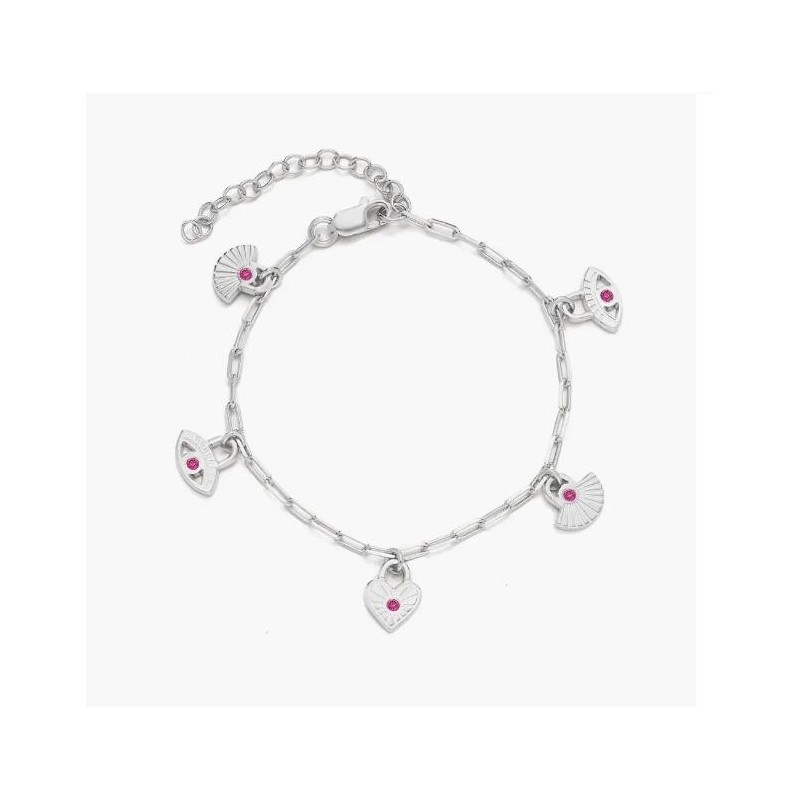 SPIRITUAL CHARMS BRACELET/ANKLET WITH CUBIC ZIRCONIA - SILVER