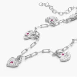 SPIRITUAL CHARMS BRACELET/ANKLET WITH CUBIC ZIRCONIA - SILVER