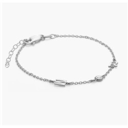 INEZ INITIAL BRACELET/ANKLET WITH DIAMOND - SILVER