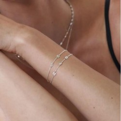 INEZ INITIAL BRACELET/ANKLET WITH DIAMOND - SILVER