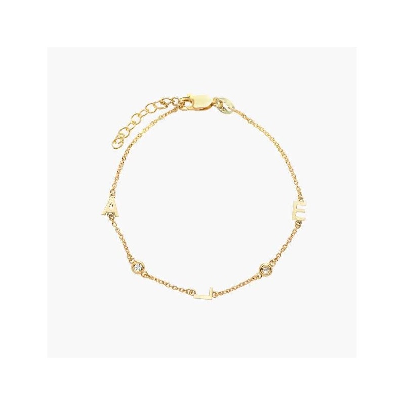 INEZ INITIAL BRACELET/ANKLET WITH DIAMOND - GOLD PLATED