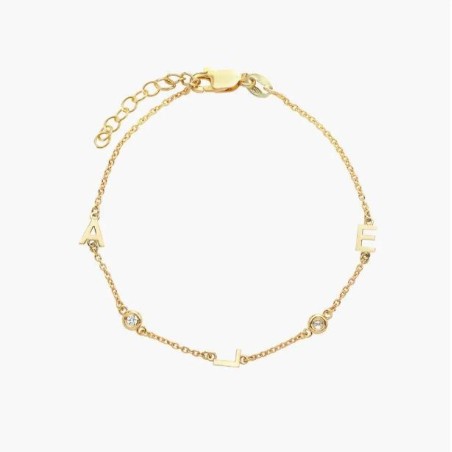 INEZ INITIAL BRACELET/ANKLET WITH DIAMOND - GOLD PLATED