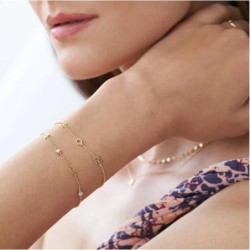 INEZ INITIAL BRACELET/ANKLET WITH DIAMOND - GOLD PLATED