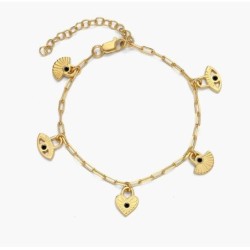 SPIRITUAL CHARMS BRACELET/ANKLET WITH CUBIC ZIRCONIA - GOLD VERMEIL