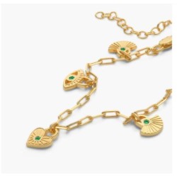 SPIRITUAL CHARMS BRACELET/ANKLET WITH CUBIC ZIRCONIA - GOLD VERMEIL