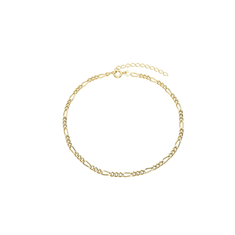 Aagaard - Anklet figaro gold plated