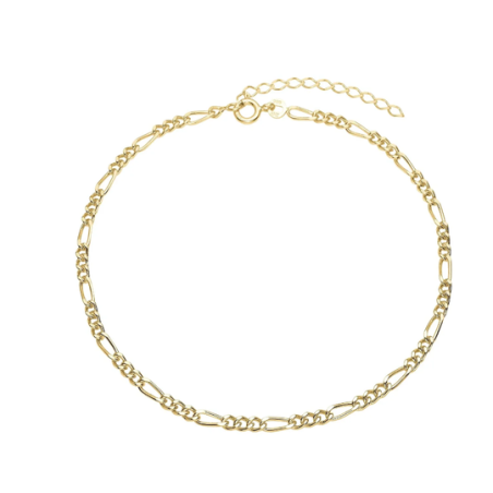 Aagaard - Anklet figaro gold plated