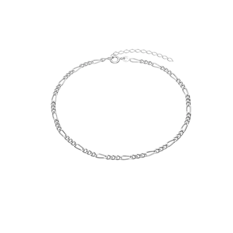 Aagaard - Anklet with trace figaro chain, silver