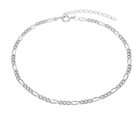 Aagaard - Anklet with trace figaro chain, silver