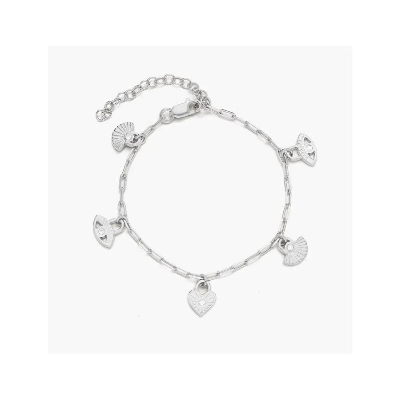 SPIRITUAL CHARMS BRACELET/ANKLET WITH DIAMONDS- SILVER