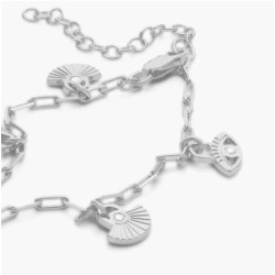 SPIRITUAL CHARMS BRACELET/ANKLET WITH DIAMONDS- SILVER