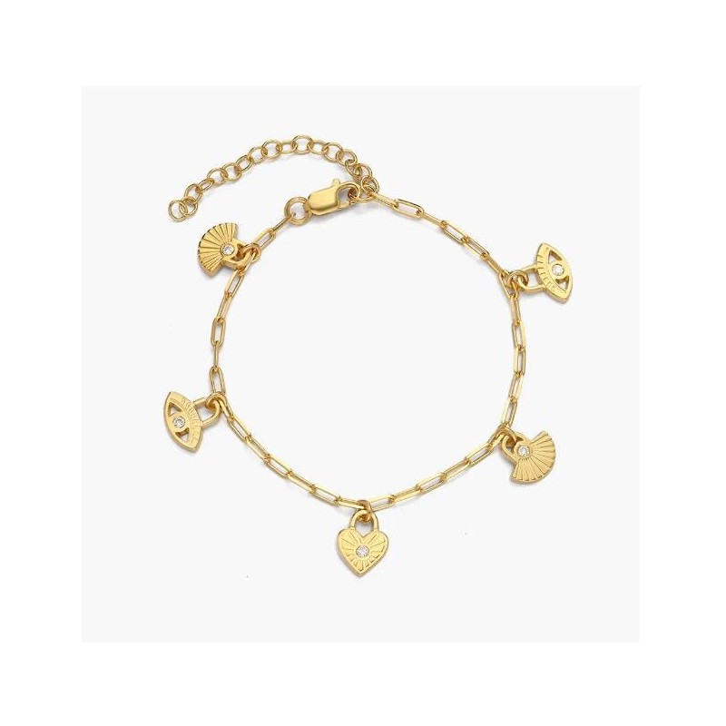 SPIRITUAL CHARMS BRACELET/ANKLET WITH DIAMONDS - GOLD VERMEIL