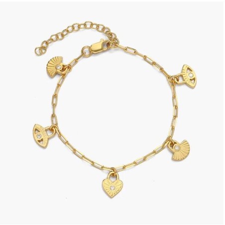 SPIRITUAL CHARMS BRACELET/ANKLET WITH DIAMONDS - GOLD VERMEIL