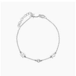 INEZ INITIAL BRACELET/ANKLET WITH DIAMOND - SILVER