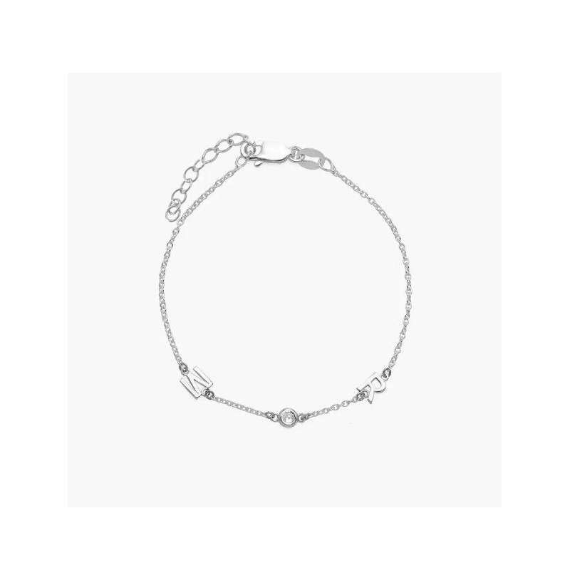 INEZ INITIAL BRACELET/ANKLET WITH DIAMOND - SILVER