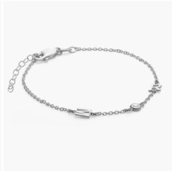 INEZ INITIAL BRACELET/ANKLET WITH DIAMOND - SILVER