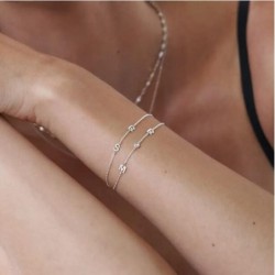 INEZ INITIAL BRACELET/ANKLET WITH DIAMOND - SILVER