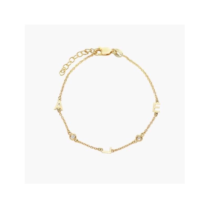 INEZ INITIAL BRACELET/ANKLET WITH DIAMOND - GOLD VERMEIL