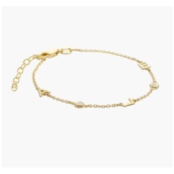 INEZ INITIAL BRACELET/ANKLET WITH DIAMOND - GOLD VERMEIL