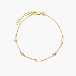 INEZ INITIAL BRACELET/ANKLET WITH DIAMOND - GOLD VERMEIL