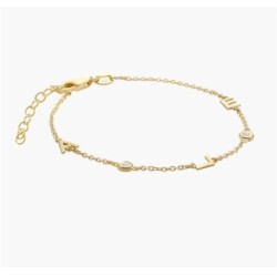 INEZ INITIAL BRACELET/ANKLET WITH DIAMOND - GOLD VERMEIL