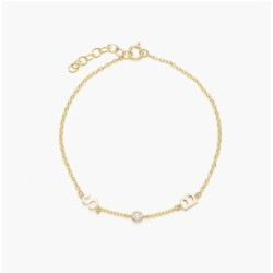 INEZ INITIAL BRACELET/ANKLET WITH DIAMOND - 14K SOLID GOLD