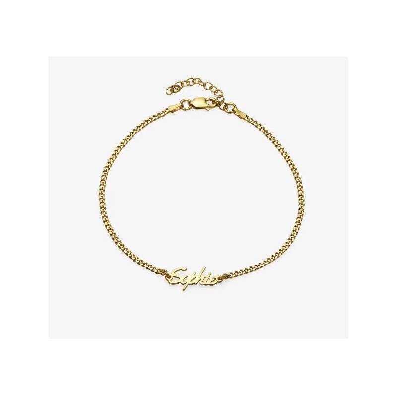 ALLORA NAME ANKLE BRACELET - GOLD VERMEIL