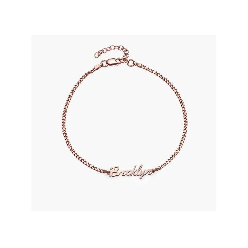 ALLORA NAME ANKLE BRACELET - ROSE GOLD VERMEIL