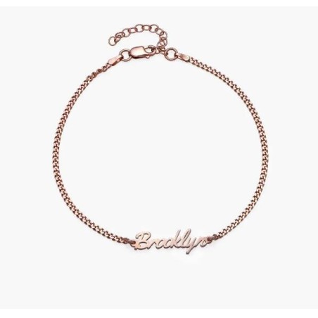 ALLORA NAME ANKLE BRACELET - ROSE GOLD VERMEIL