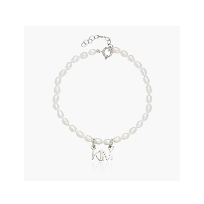 LOLA PEARL NAME ANKLET - SILVER