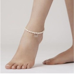 LOLA PEARL NAME ANKLET - SILVER