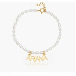 LOLA PEARL NAME ANKLET - GOLD VERMEIL