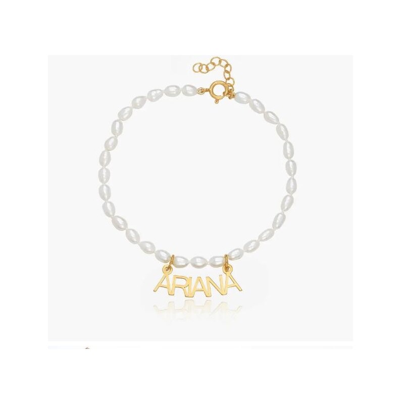 LOLA PEARL NAME ANKLET - GOLD VERMEIL