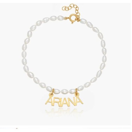 LOLA PEARL NAME ANKLET - GOLD VERMEIL