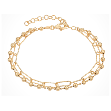 Støvring - Double Bracelet With balls and oval joint chains, gold plated